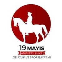 19 mai commémoration de la journée atatürk, de la jeunesse et des sports vecteur