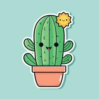 mignonne kawaii cactus dessin animé illustration vecteur