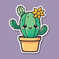 mignonne kawaii cactus dessin animé illustration vecteur