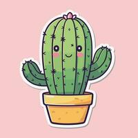 mignonne kawaii cactus dessin animé illustration vecteur