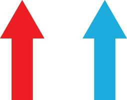 rouge et bleu La Flèche en haut icône ensemble isolé sur blanc Contexte . vecteur