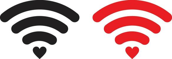 cœur Wifi icône ensemble dans noir et rouge couleurs . cœur Wifi . cœur relier icône .vecteur illustration vecteur
