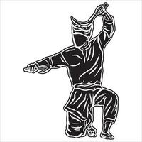 silhouette pencak silat combattant vecteur