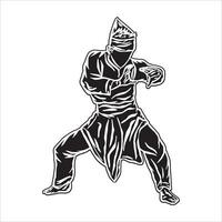 silhouette pencak silat combattant vecteur