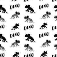dinosaures silhouette sans couture modèle noir et blanc illustration de une prédateur animal vecteur