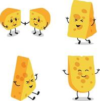 collection de fromage les amoureux journée personnage. dans plat dessin animé style. isolé vecteur
