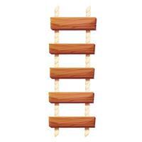 en bois échelle avec corde, planches suspendu, escalier dans dessin animé style isolé sur blanc arrière-plan, pont, Jeu route. vecteur illustration