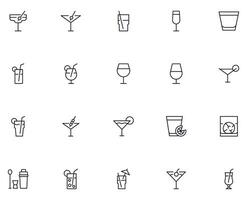 collection de moderne cocktail contour Icônes. ensemble de moderne des illustrations pour mobile applications, la toile des sites, dépliants, bannières etc isolé sur blanc Contexte. prime qualité panneaux. vecteur