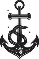 marins marque navire ancre dans noir vecteur marins fierté noir ancre icône conception