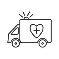 icône de ligne noire ambulance vecteur