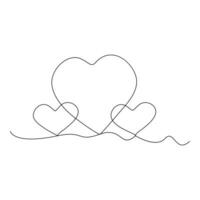 Célibataire ligne continu dessin de romantique l'amour et cœur forme contour vecteur illustration