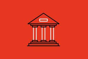 banque bâtiment concept icône sur rouge Contexte. plat vecteur illustration