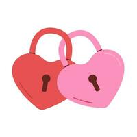 deux rose cadenas dans le forme de une cœur. vecteur illustration. la Saint-Valentin journée
