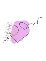 une dessin de une cœur avec une rose et violet tourbillon vecteur