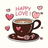 vecteur illustration mignonne café tasse pour valentines journée l'amour cœur