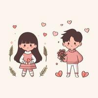 vecteur illustration mignonne couple ensemble valentines l'amour cœur