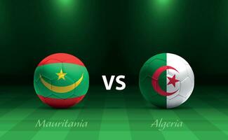 Mauritanie contre Algérie Football tableau de bord diffuser modèle vecteur