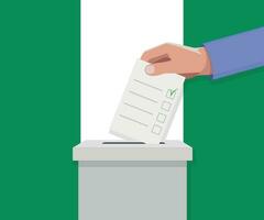 Nigeria élection concept. main met voter bulletin vecteur