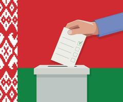 biélorussie élection concept. main met voter bulletin vecteur