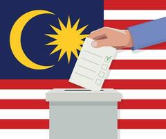 Malaisie élection concept. main met voter bulletin vecteur