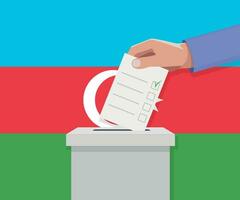 Azerbaïdjan élection concept. main met voter bulletin vecteur