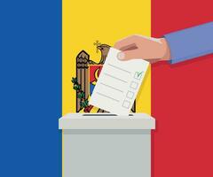 Moldavie élection concept. main met voter bulletin vecteur