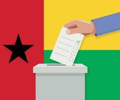 Guinée Bissau élection concept. main met voter bulletin vecteur