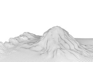 abstrait vecteur filaire paysage Contexte. 3d futuriste engrener montagnes. Années 80 rétro illustration. cyberespace La technologie vallées