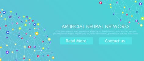 Bannière de réseaux de neurones artificiels. Une forme de connexionnisme ANN. Systèmes informatiques inspirés des réseaux de neurones biologiques. Illustration vectorielle vecteur