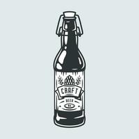 silhouette de Bière bouteille avec casquette et étiquette vecteur