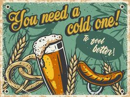 rétro affiche avec Bière agresser bretzel orge vecteur