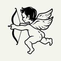 en volant bébé Cupidon ange avec arc et ailes pour le valentines l'amour journée. contour vecteur illustration