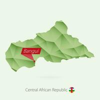 vert pente faible poly carte de central africain république avec Capitale bangui vecteur