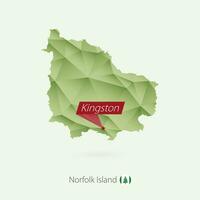vert pente faible poly carte de Norfolk île avec Capitale Kingston vecteur