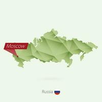 vert pente faible poly carte de Russie avec Capitale Moscou vecteur