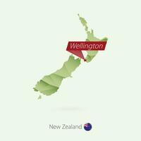 vert pente faible poly carte de Nouveau zélande avec Capitale Wellington vecteur