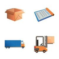 entrepôt livraison Icônes ensemble dessin animé vecteur. des biens transport vecteur