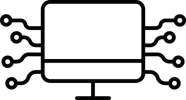 ordinateur réseau contour vecteur illustration icône