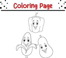 coloration page mignonne légume dessin animé personnage vecteur