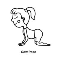 des gamins yoga vache pose. vecteur dessin animé illustration