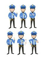 vibrant gardiens - des illustrations de policiers dans diverse pose avec bleu uniformes vecteur