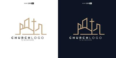 église Christian avec construire forme logo conception vecteur