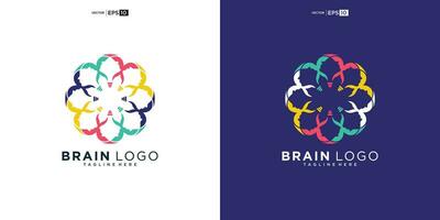 cerveau Couleur logo. génie intelligent symbole conception. abstrait cerveau logo éléments vecteur