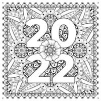 bonne année 2022 bannière ou modèle de carte avec fleur mehndi vecteur