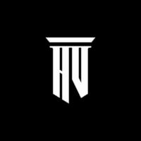 logo monogramme hv avec style emblème isolé sur fond noir vecteur