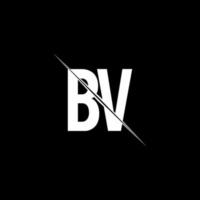 monogramme du logo bv avec modèle de conception de style slash vecteur