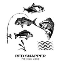 rouge vivaneau pêche logo vecteur