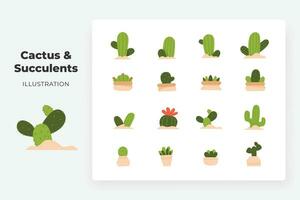 cactus et succulent plat illustration ensemble vecteur