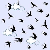 des oiseaux encerclant dans le des nuages vecteur