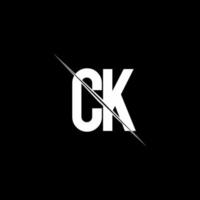 monogramme du logo ck avec modèle de conception de style slash vecteur